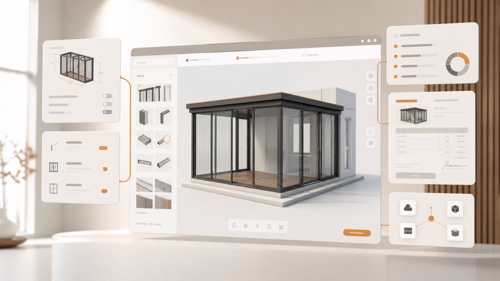 Configurable product model connected to pricing rules, a quote and business systems