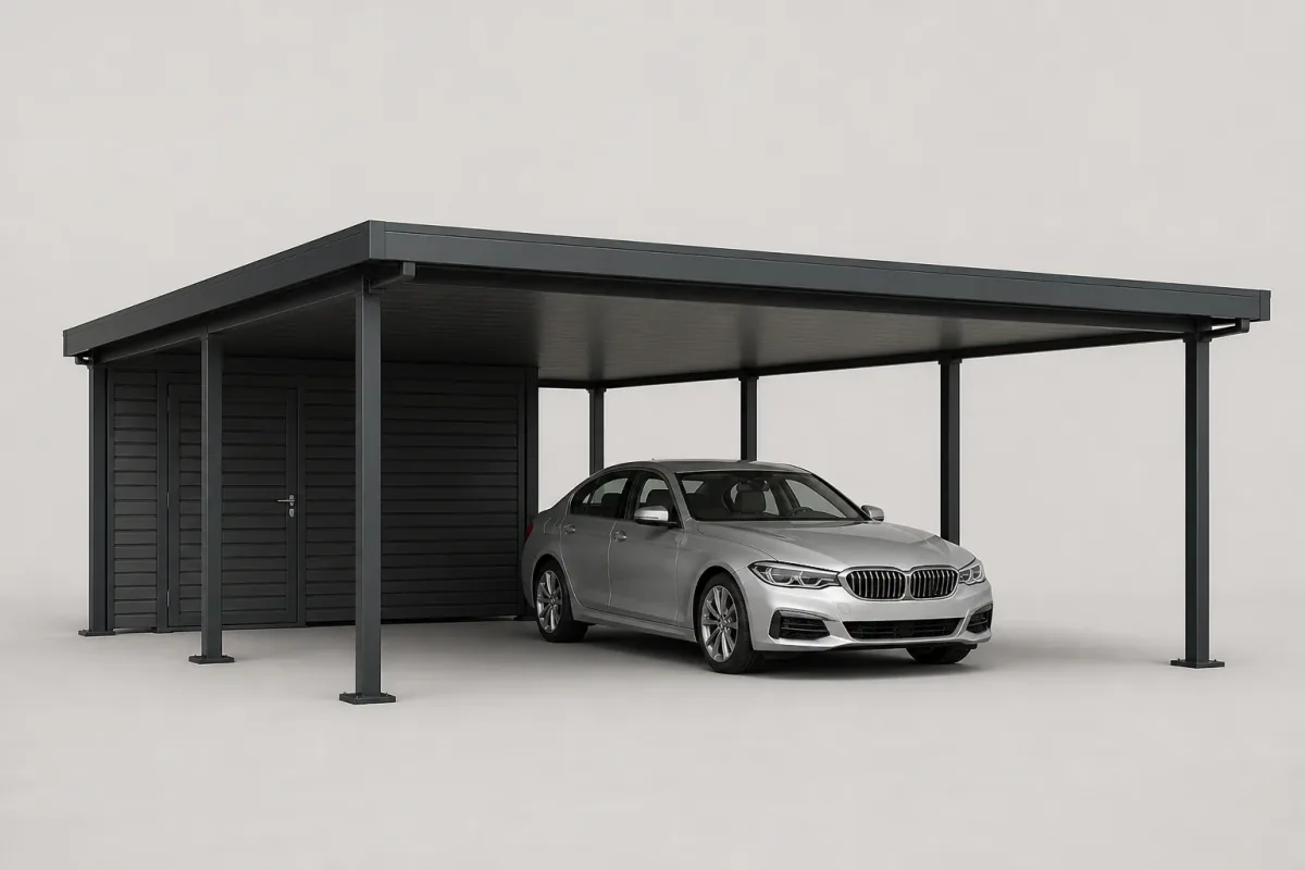 3D carport product model with roof and support columns