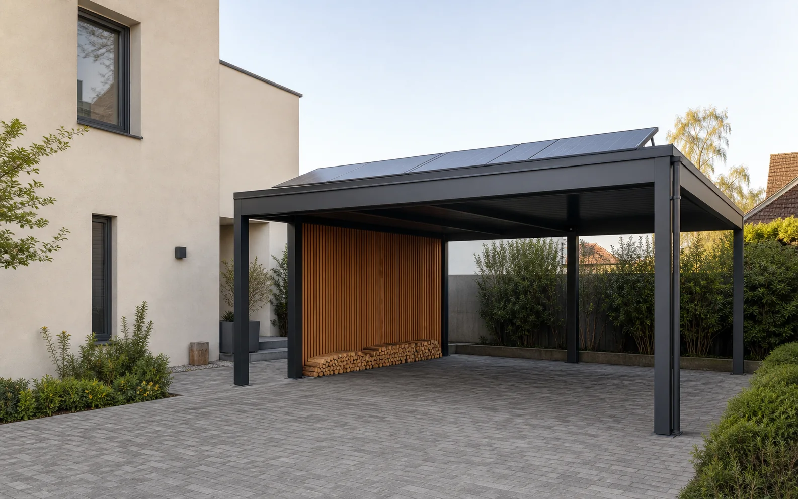 Vista 3D de um produto configurável (pérgola) para explicar Austrália: configuradores de pérgolas e carports, software sob medida e implantação.